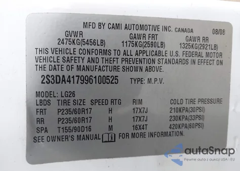 2009 Suzuki Xl7 Luxury из США, поврежденный, VIN 2S3DA417996100525